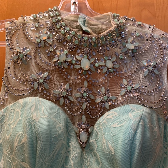 Beaded and Lace Mermaid Prom Dress - Picture 5 of 7